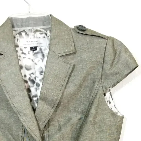 Tahari Arthur Levine linen blend blazer jacket 4 - Picture 5 of 11